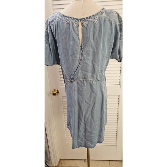 Anthropologie Holding Horses Chambray Dress soft Lyocell‎ Pockets Emb Medium - Picture 5 of 6
